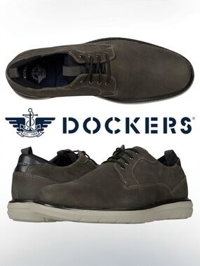 Dockers Cabot Taupe Grey Leather Oxford Shoes Size 11